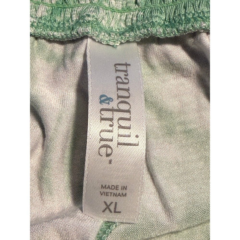 Tranquil & True Womens XL Green Palm Tree Smocked Waist‎ Pajama Lounge Pants NEW - Picture 4 of 11